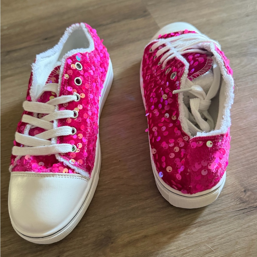 Pink Sequin Ladies Sneakers - Picture 3 of 6